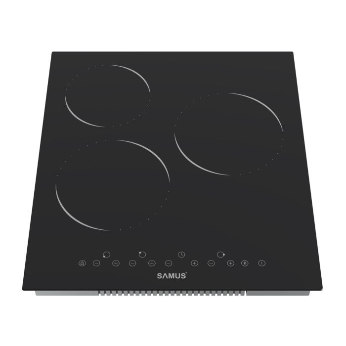 Plita incorporabila vitroceramica Samus PSVE-43BMG3, 3 Arzatoare, Latime 45 cm, Touch Control, Setari putere in 9 trepte, Sticla ceramica neagra [1]
