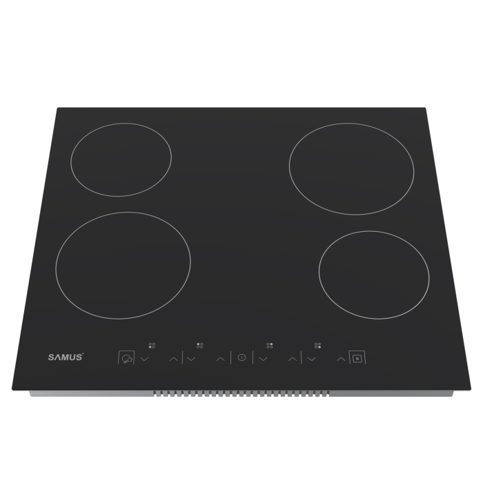 Plita incorporabila vitroceramica Samus PSVE-64BMG4, Latime 60 cm, 4 arzatoare, Timer, Setari putere in 9 trepte, Sticla ceramica, Negru [2]