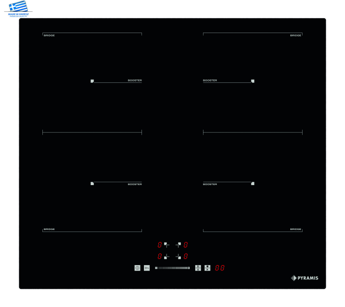 Plită inductie Pyramis PHI63432FMB Black Glass, 4 zone de gătit, 2 zone Bridge, 9 trepte de putere, funcție Booster, control Slider Touch, Timer integrat, Power Management [1]
