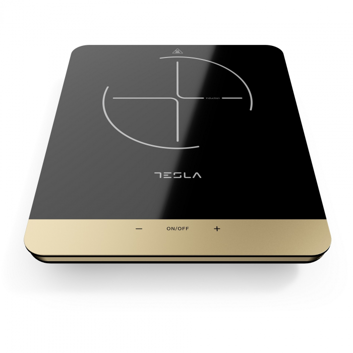 Plita portabila cu inductie Tesla IC401B, 2000W, 25x25cm, 8 niveluri putere, senzor touch control, sistem de stingere automata, Sticla, Negru/auriu [3]