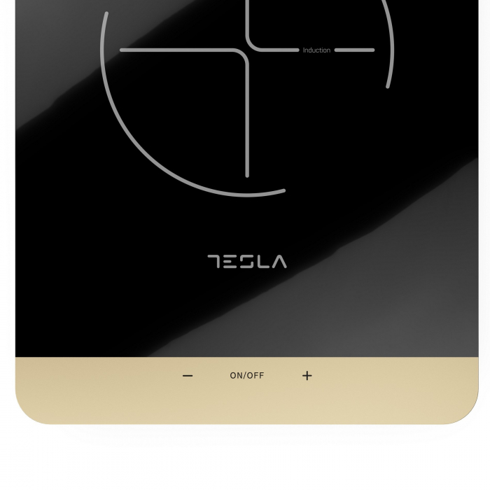 Plita portabila cu inductie Tesla IC401B, 2000W, 25x25cm, 8 niveluri putere, senzor touch control, sistem de stingere automata, Sticla, Negru/auriu [2]