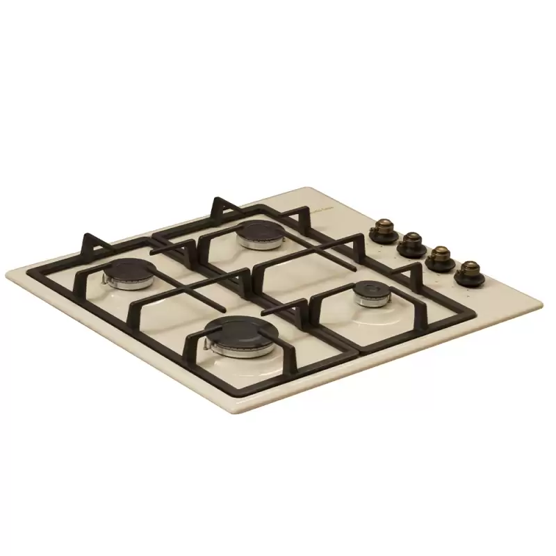 Plita Rustica Gaz, Incorporabila, 4 Arzatoare gaz, Studio Casa Dolce Vita PDV60, Gratare fonta, Aprindere electrica, Valve de siguranta, Dimensiuni (cm): 63 x 61 x 17, Crem [4]