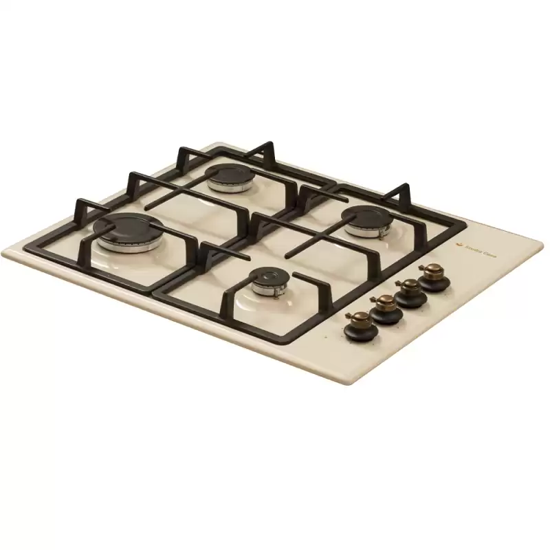 Plita Rustica Gaz, Incorporabila, 4 Arzatoare gaz, Studio Casa Dolce Vita PDV60, Gratare fonta, Aprindere electrica, Valve de siguranta, Dimensiuni (cm): 63 x 61 x 17, Crem [3]