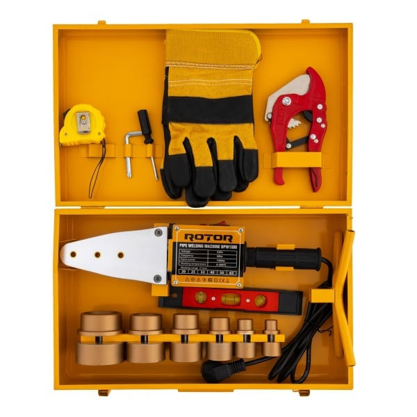 Plita sudură țevi PPR ROTOR RPW1500, 1500W, 0-300 °C, accesorii incluse (bacuri, mănuși, foarfecă, ruletă [2]