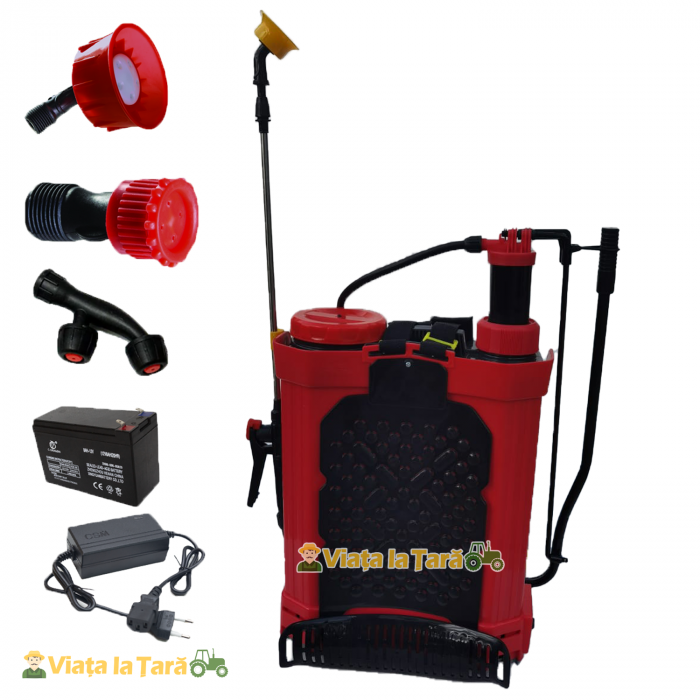 Pompa de stropit electrica si manuala 2 in 1, 16 litri, 6 bari, regulator presiune elefant cu baterie acumulator si manuala [4]