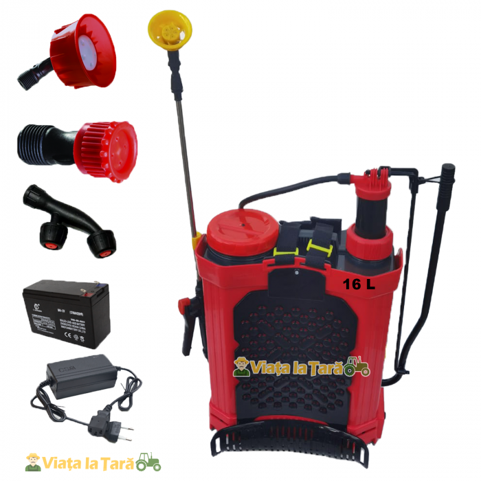 Pompa de stropit electrica si manuala 2 in 1, 16 litri, 6 bari, regulator presiune elefant cu baterie acumulator si manuala [7]