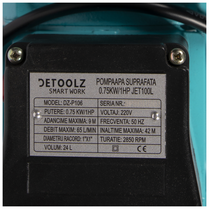 Pompa apa suprafata 0,75kW/1HP JET 100L, DZ-P106 [3]