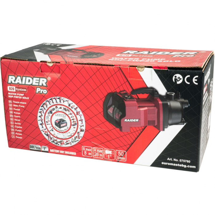 Pompa de apa pe acumulator, 40V 4Ah, 50L/min 26m 1" SOLO RDP-FWP20 [9]