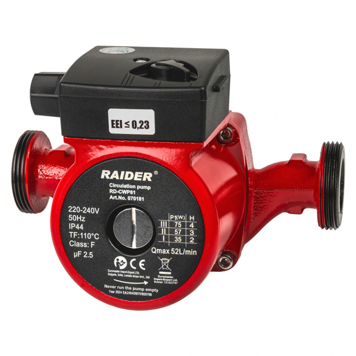 Pompa de circulatie 75W 110°C, 1,1/2", 52L/min 4m, RD-CWP81 [3]