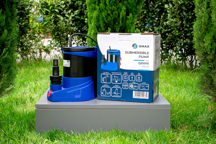 Pompa de drenaj pentru apa curata Gmax cu nivel minim de aspiratie Q550115, Debit  10 m3/h, Putere 550 w, Plutitor integrat [8]