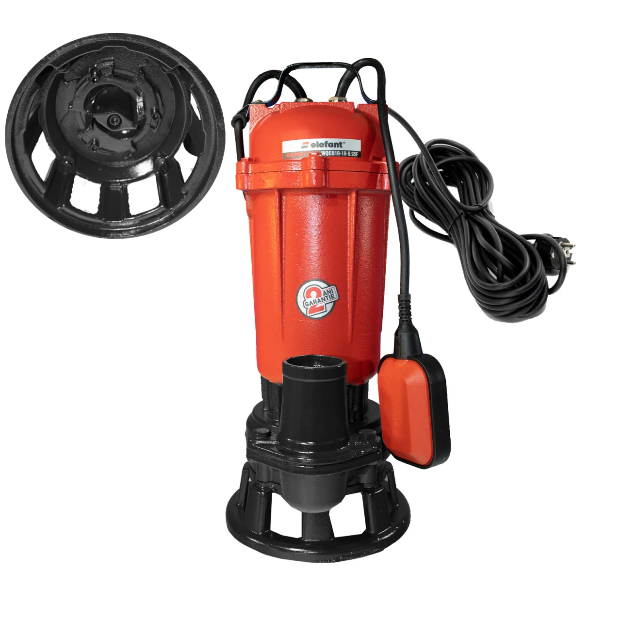 Pompa de drenaj submersibila WQCD10-10-0.95F, putere 750 W, 2850 rot / min, cu tocator, debit maxim 15000 l/h [1]