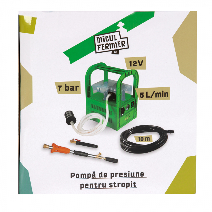 Pompa de presiune pentru stropit Micul Fermier 12V 12Ah, presiune 7 bari, debit 5 l/ min, MF-PA1012-S001-G01 [21]