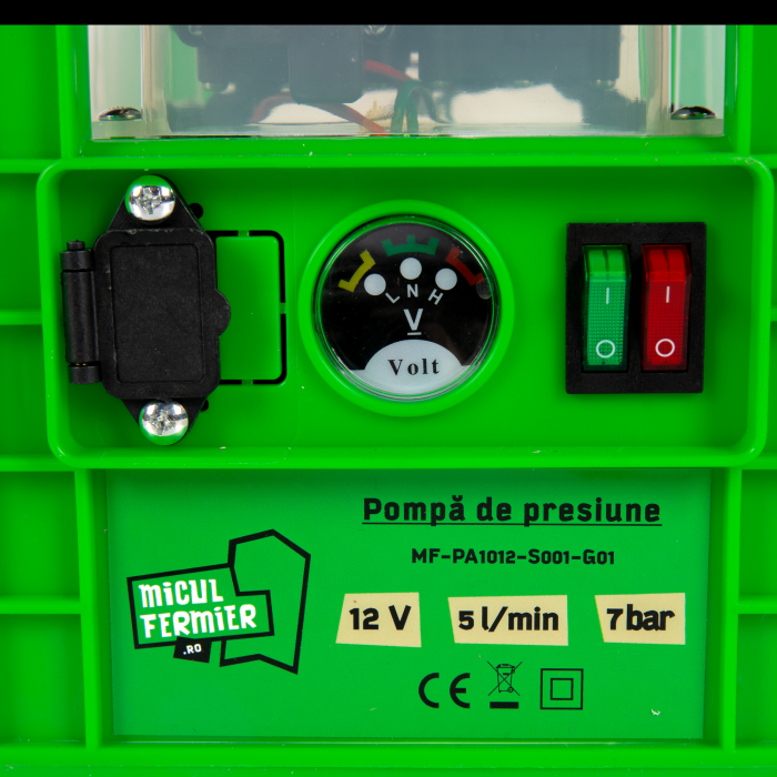 Pompa de presiune pentru stropit Micul Fermier 12V 12Ah, presiune 7 bari, debit 5 l/ min, MF-PA1012-S001-G01 [2]