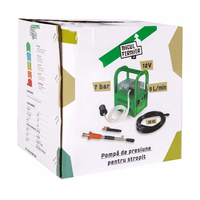 Pompa de presiune pentru stropit Micul Fermier 12V 12Ah, presiune 7 bari, debit 5 l/ min, MF-PA1012-S001-G01 [14]