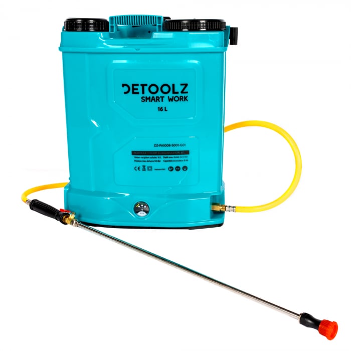 Pompa de stropit cu acumulator 12V/8Ah, debit 2.6L/min, presiune 5.5 bari, Detoolz 16L [12]
