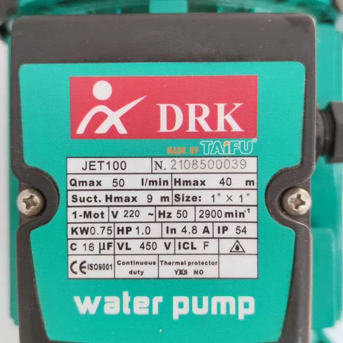 Pompa de suprafata DRK-Taifu, Model JET100, debit 5000 l/h, putere 0.75 kW [2]