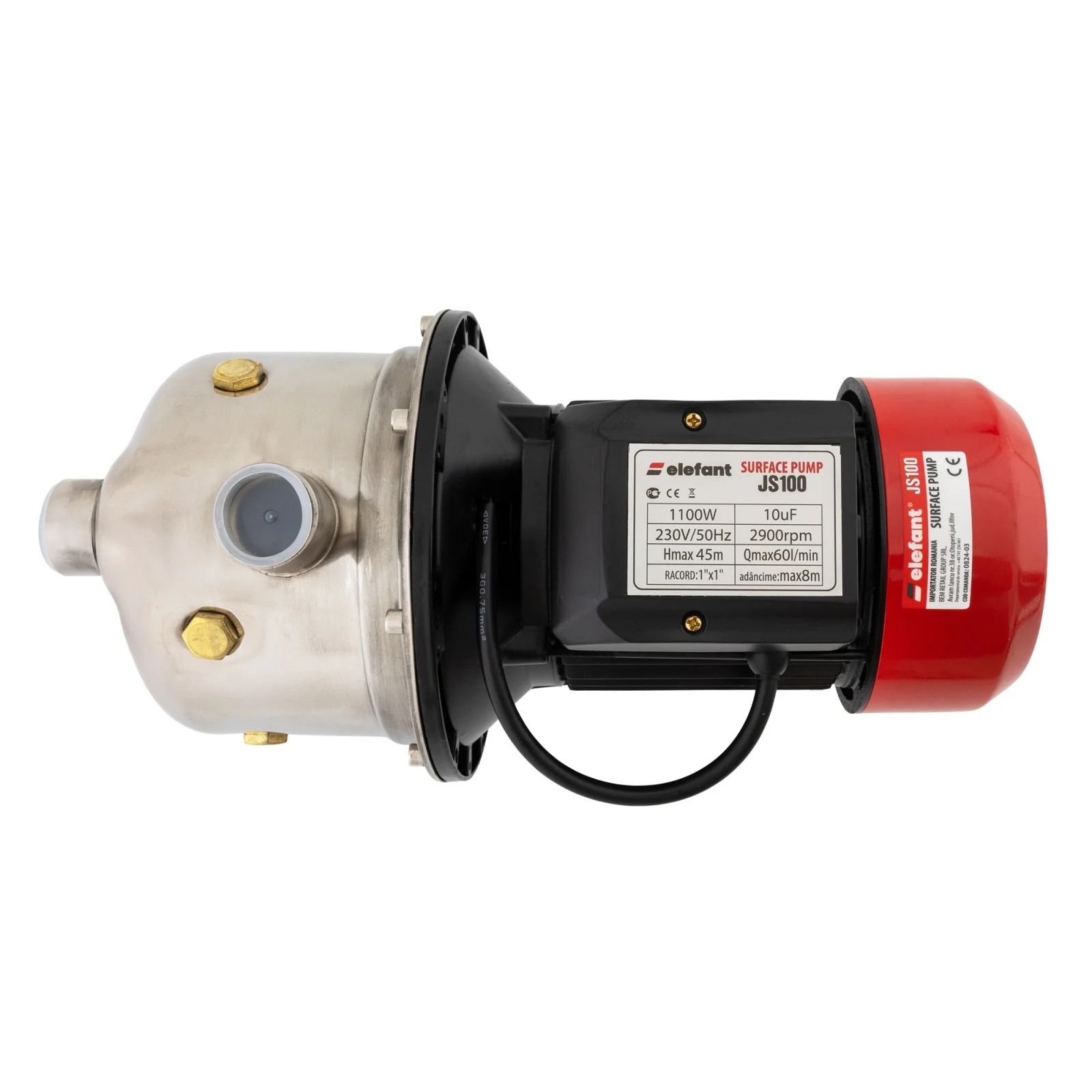 Pompa de suprafata Elefant JS100, 550W, 2900 rpm, H max. 44 m, adancime 8 m, 41.6l/min [5]