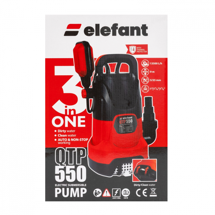 Pompa pentru apa murdara QTP550, debit 13500 l/h,  putere 550W, adancime max 7 m [7]