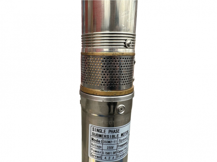 Pompă submersibilă 3SDM2-11 cu 11 turbine, motor monofazat 1.0HP, 0.75kW, 220V, 2860 rpm, debit 3.6 m³/h, H 44 m [3]