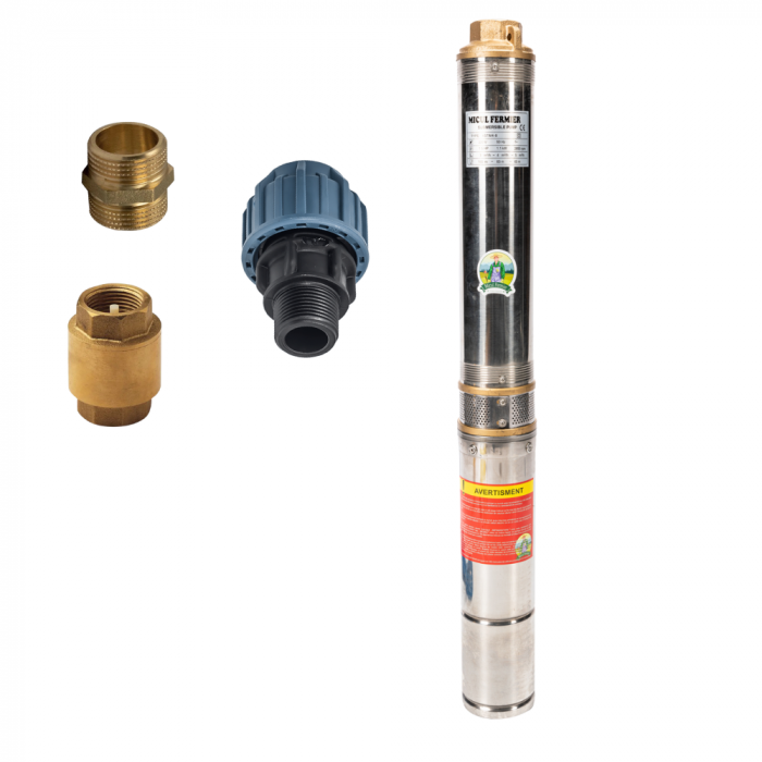 Pachet - Pompa submersibila, 4STM4/8-1.1u, 1,1KW, debit 5.5 mc/h, GF-0709-S001-G02  + Supapa + Niplu + Racord 1 tol [1]