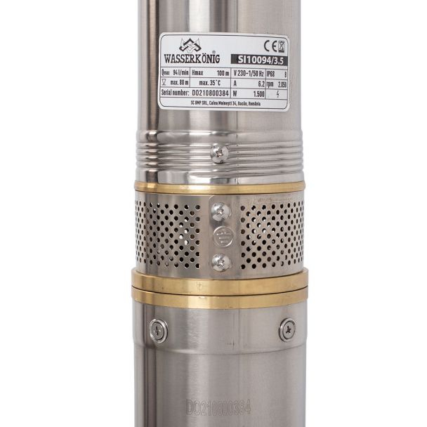 Pompa submersibila centrifugala multietajata Wasserkonig SI10094/3.5, diametru 3.5", putere 1500 W, debit 5640 l/h, inaltime refulare 100 m [4]