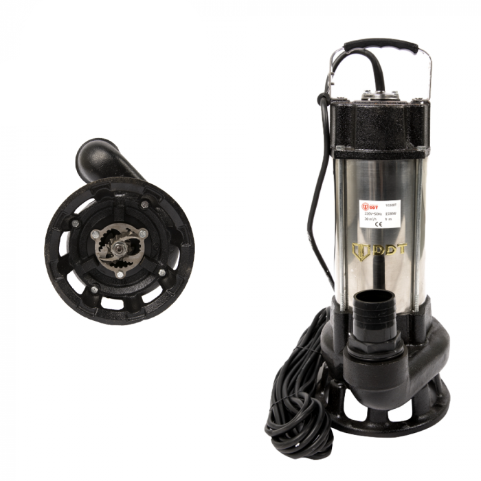 Pompa submersibila cu dublu tocator pentru apa murdara, DDT, V1500T, 1500 W, Inox, debit 20 m³/h [3]