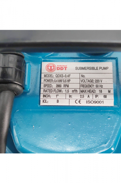 Pompa submersibila cu plutitor DDT, QDXS-0,4F, 400 W, 1.5 m³/h, 2860 Rpm, 18 Metri [4]