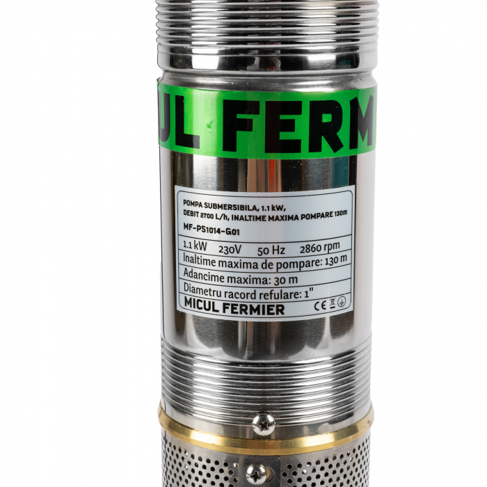 Pompa submersibilă cu șnec Micul Fermier MF-PS1014-G01, 1.1kW, 2700 l/h, 130 m, 230V, cablu 15 m [2]
