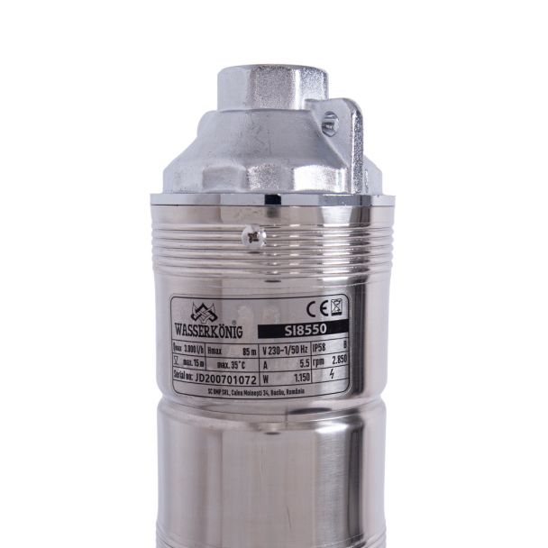 Pompa submersibila cu surub Wasserkonig SI8550, pentru ape curate, diametru 4", inox, putere 1150 W, debit 3000 l/h, inaltime refulare 85 m [3]