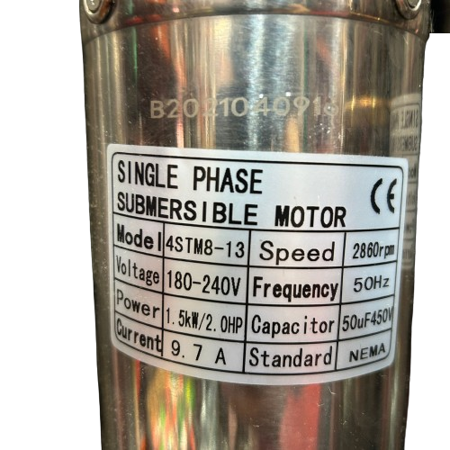 Pachet - Pompa submersibila 13 turbine DRK, Model 4SDM8-13, refulare 75 m, 1.5 kW/ 2HP, debit 10 m³/h + Racord compresiune 2 tol + Rola cablu otel zincat 4-5.5mm, lungime 100m [2]