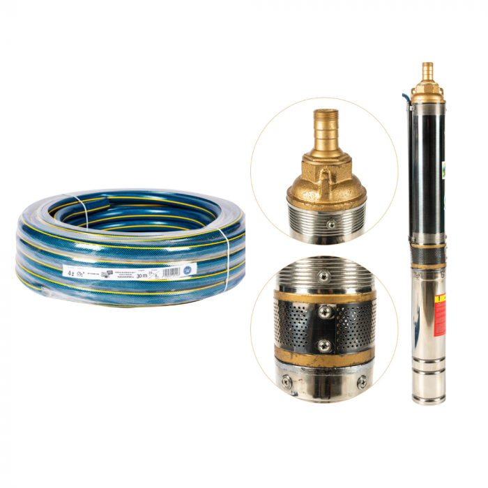Pompa submersibila cu turbina Micul Fermier GF-0707-S001-G02, 1100W, 3000 l/h + Furtun insertie 1'' pentru apa 30 M Micul Fermier [1]