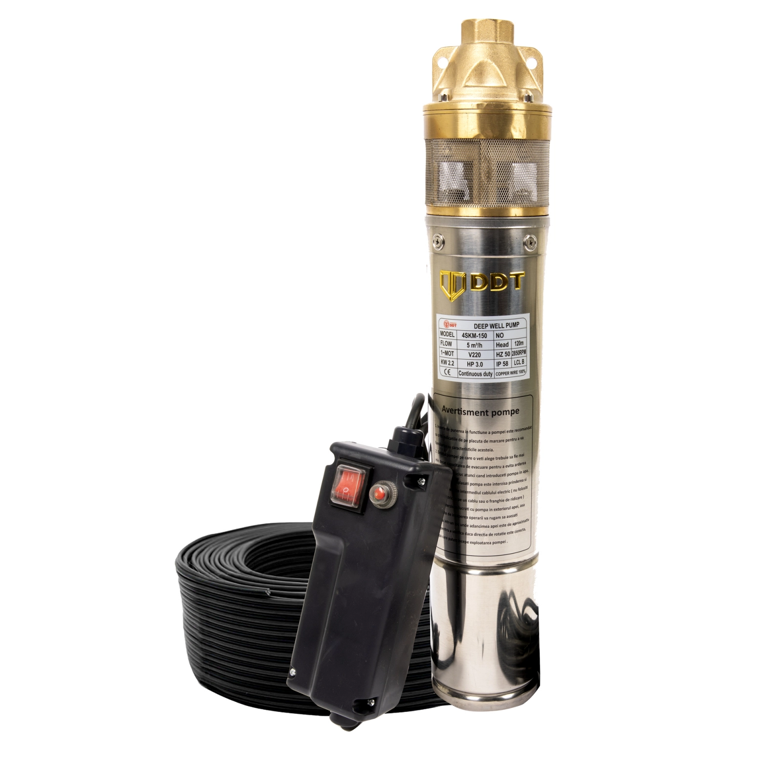 Kit complet sistem hidrofor-Pompa submersibila, DDT, 4SKM-150 , 2.2 kW, Inox+Alama, 5 m³/h, 120 m [2]