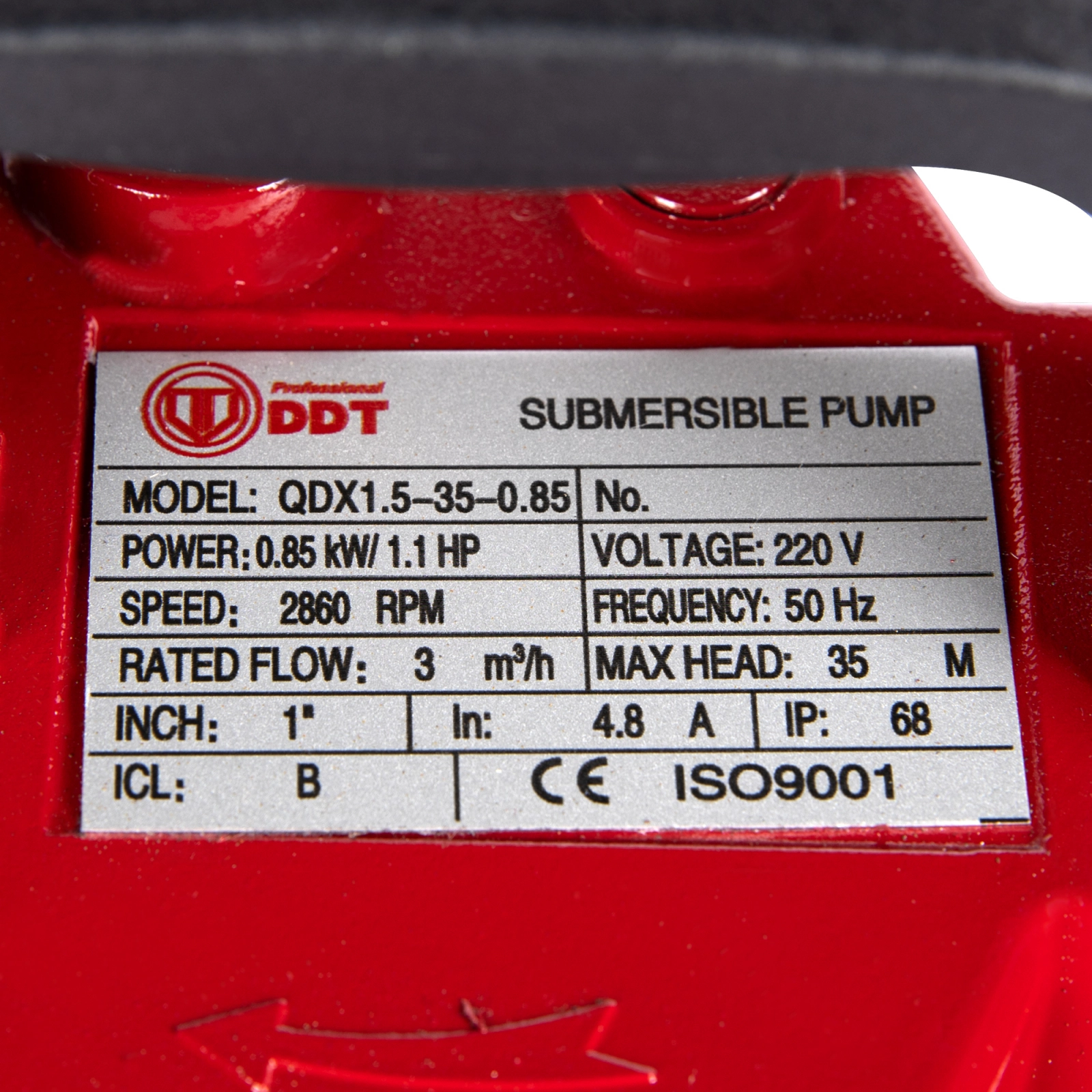 Pompa submersibila, DDT, QDX35, 850 W, refulare 50 m, debit 3 m³/h,  Rosu/Negru [3]