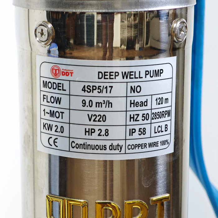 pompa submersibilă DDT 4SP5/17 2.0kW 9m3h refulare 120m bobinaj cupru 100 rezistentă la nisip [2]