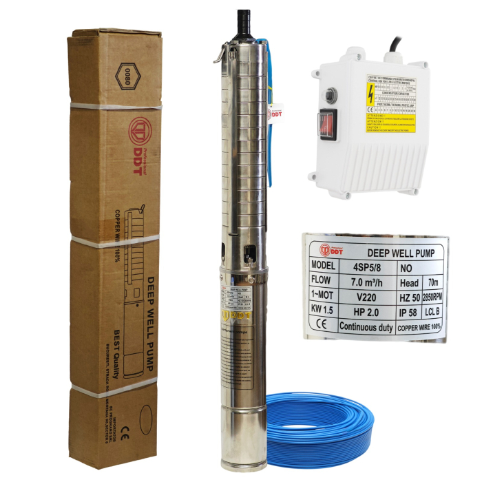 pompa submersibilă DDT 4SP5/8 1.5kW 7m3h refulare 70m bobinaj cupru 100 rezistentă la nisip [1]