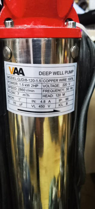 Pompa submersibila de mare adancime, VAA, QJD120-1.5, 1500 W, 8 turbine, Inox [4]