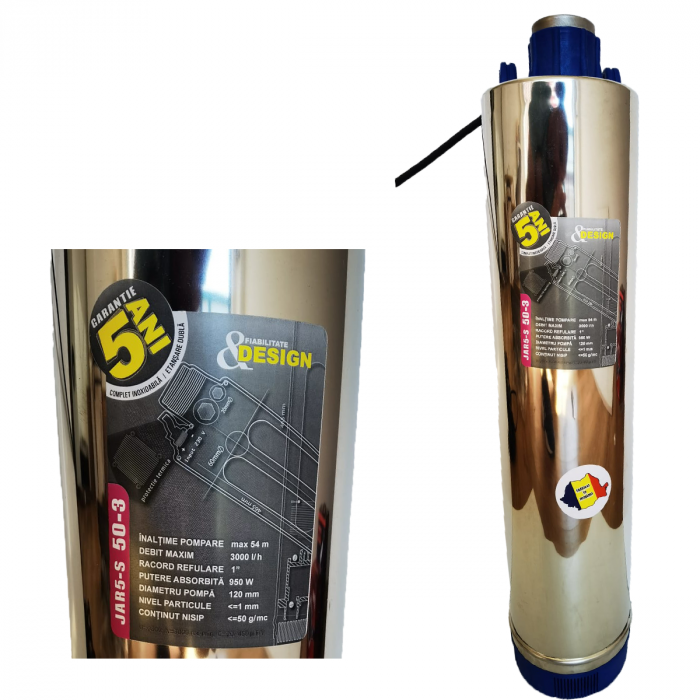 Kit hidrofor - Pompa submersibila Romaneasca Jar 5 S 50-3 debit 3 m3/h, putere 950 W, inaltime pompare 54 m [3]