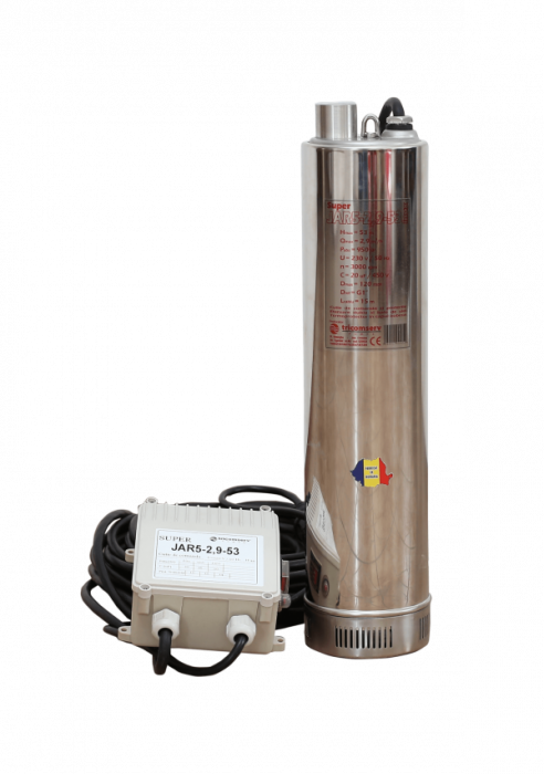 Kit complet sistem hidrofor - Pompa submersibila SUPER-JAR5-2,9-74-M debit 2,9 m3/h, putere 1350 W, inaltime pompare 74 m [2]