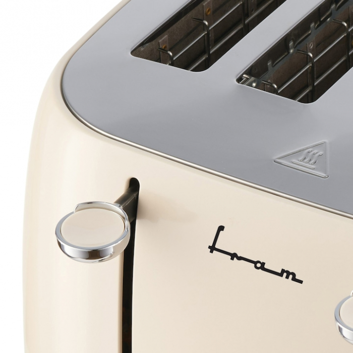 Prajitor de paine FRAM FTP-800CR, 1600W, 4 felii, 6 nivele de rumenire, tavita detasabila pentru firimituri, Crem [3]