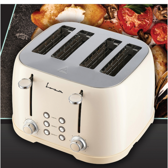 Prajitor de paine FRAM FTP-800CR, 1600W, 4 felii, 6 nivele de rumenire, tavita detasabila pentru firimituri, Crem [2]