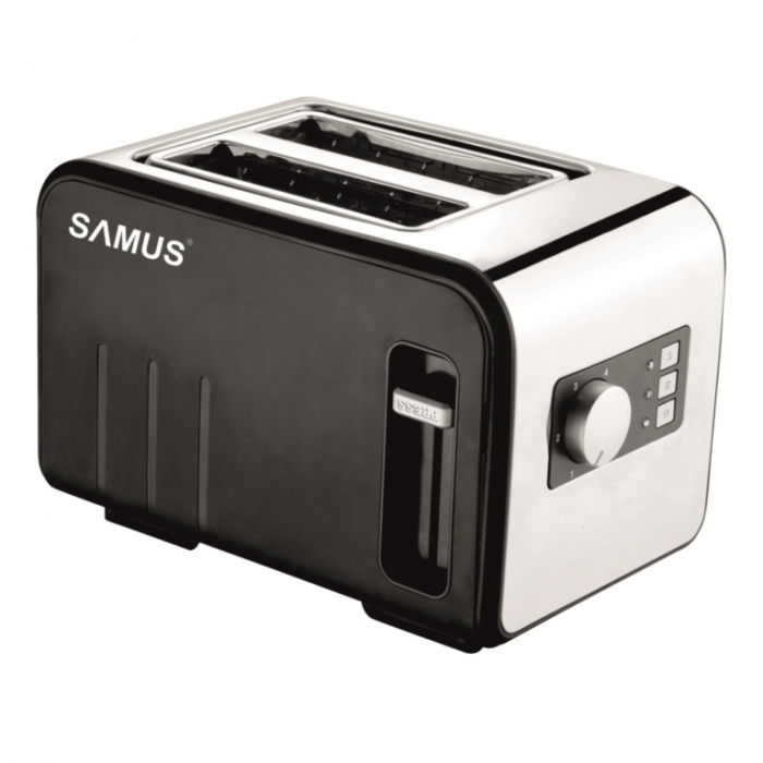 Prajitor de paine Samus Daily, 2 felii, functie decongelare, functie reincalzire, 6 trepte putere, Inox/negru [1]