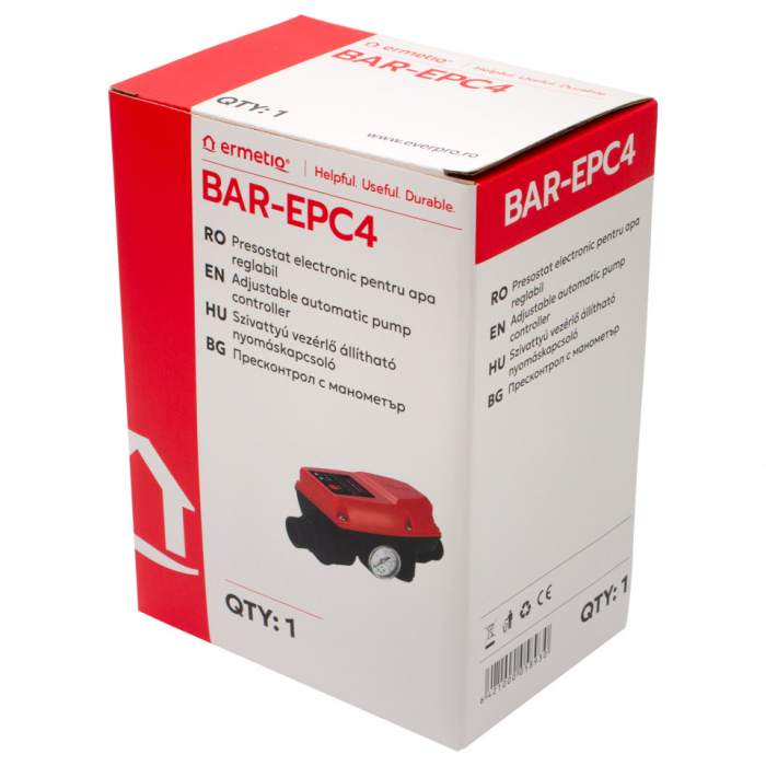 Presostat electronic reglabil BAR EPC4, control automat presiune apă, 230V, interval reglabil, senzor de presiune digital, protecție pompe, compatibil cu sisteme hidrofor și instalații casnice [4]