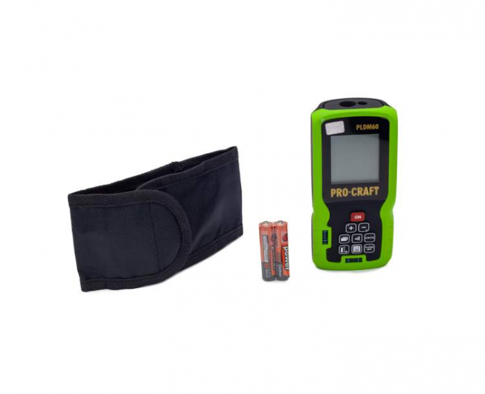 Telemetru cu laser Procraft PLDM60, 60 m, ± 1 mm precizie, 635 nm dioda laser, IP 54 [3]