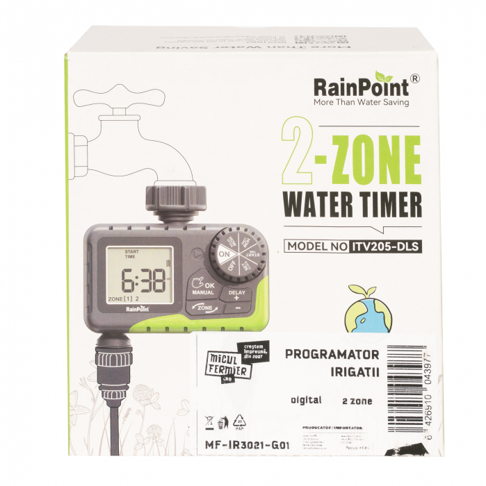Programator de irigatii digital, presiune 0.5bari - 8bari, debit 35L/Min, 2 zone, Micul Fermier [5]
