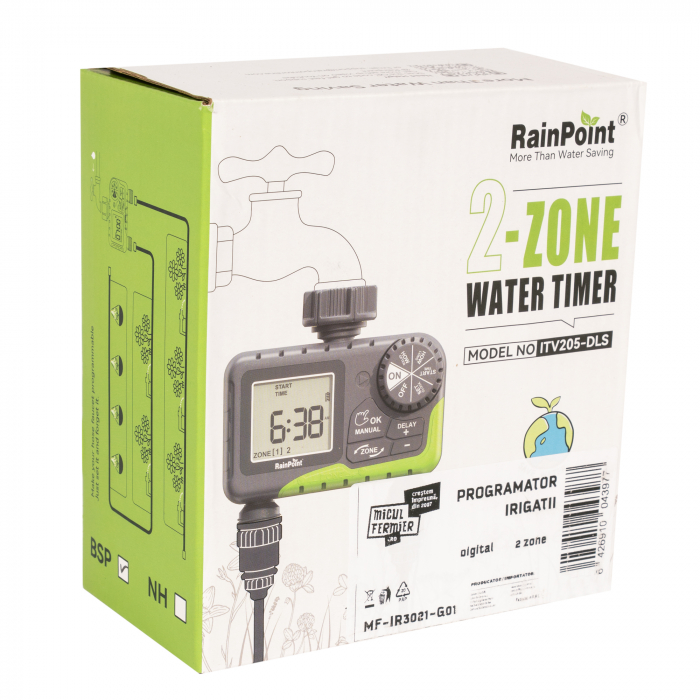 Programator de irigatii digital, presiune 0.5bari - 8bari, debit 35L/Min, 2 zone, Micul Fermier [6]
