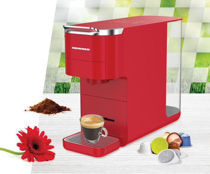 Espressor cu Capsule Heinner Cafe Supreme HEMC-DD15RED, 1525 W, Rezervor 1,5 L, Compatibil Nespresso, Dolce Gusto, ESE Pods și Cafea Măcinată, Ecran Digital Touch, Detectare Inteligentă Capsule, Preîn [4]