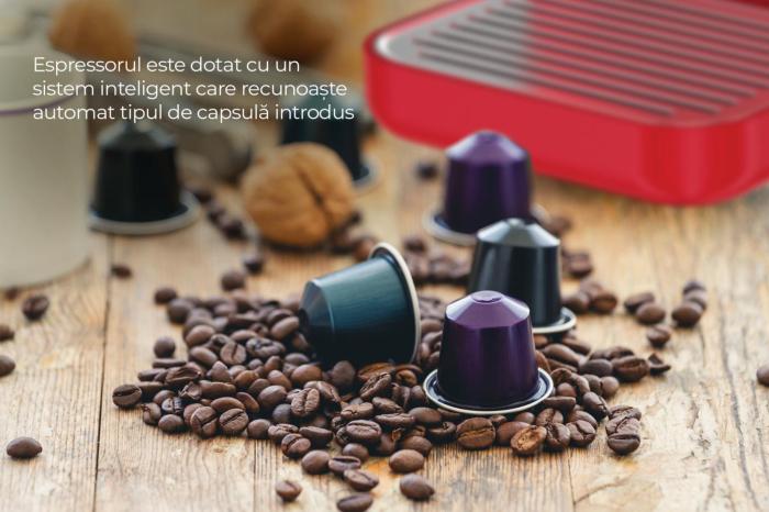 Espressor cu Capsule Heinner Cafe Supreme HEMC-DD15RED, 1525 W, Rezervor 1,5 L, Compatibil Nespresso, Dolce Gusto, ESE Pods și Cafea Măcinată, Ecran Digital Touch, Detectare Inteligentă Capsule, Preîn [7]