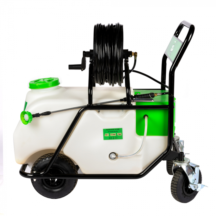 Pulverizator pe acumulator 90L, presiune 7 bar, lance 77 cm, debit 5L/min, furtun 50 m, Micul Fermier [12]