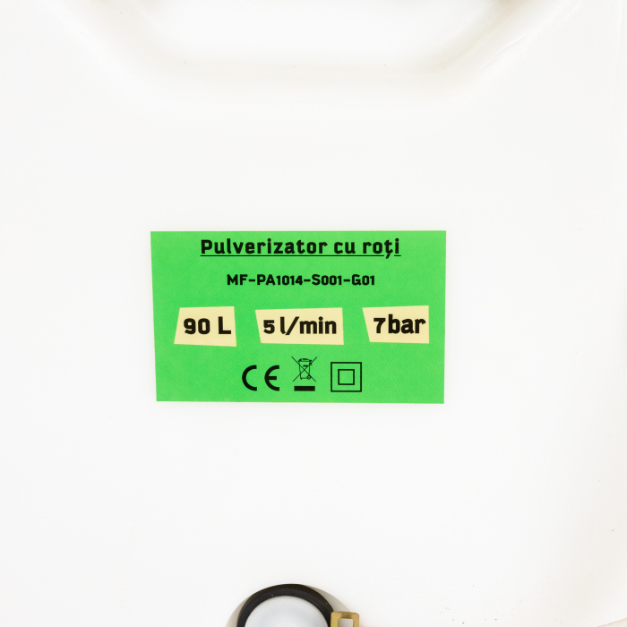 Pulverizator pe acumulator 90L, presiune 7 bar, lance 77 cm, debit 5L/min, furtun 50 m, Micul Fermier [6]