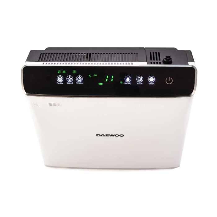 Purificator de aer si umidificator Daewoo Sda DAP400, putere 75 W, suprafata purificata a aerului in 15 minute de 33-38 m2, volum debit aer 300 m3/h, capacitate rezervor apa 2.4 litri, putere lama UV [3]